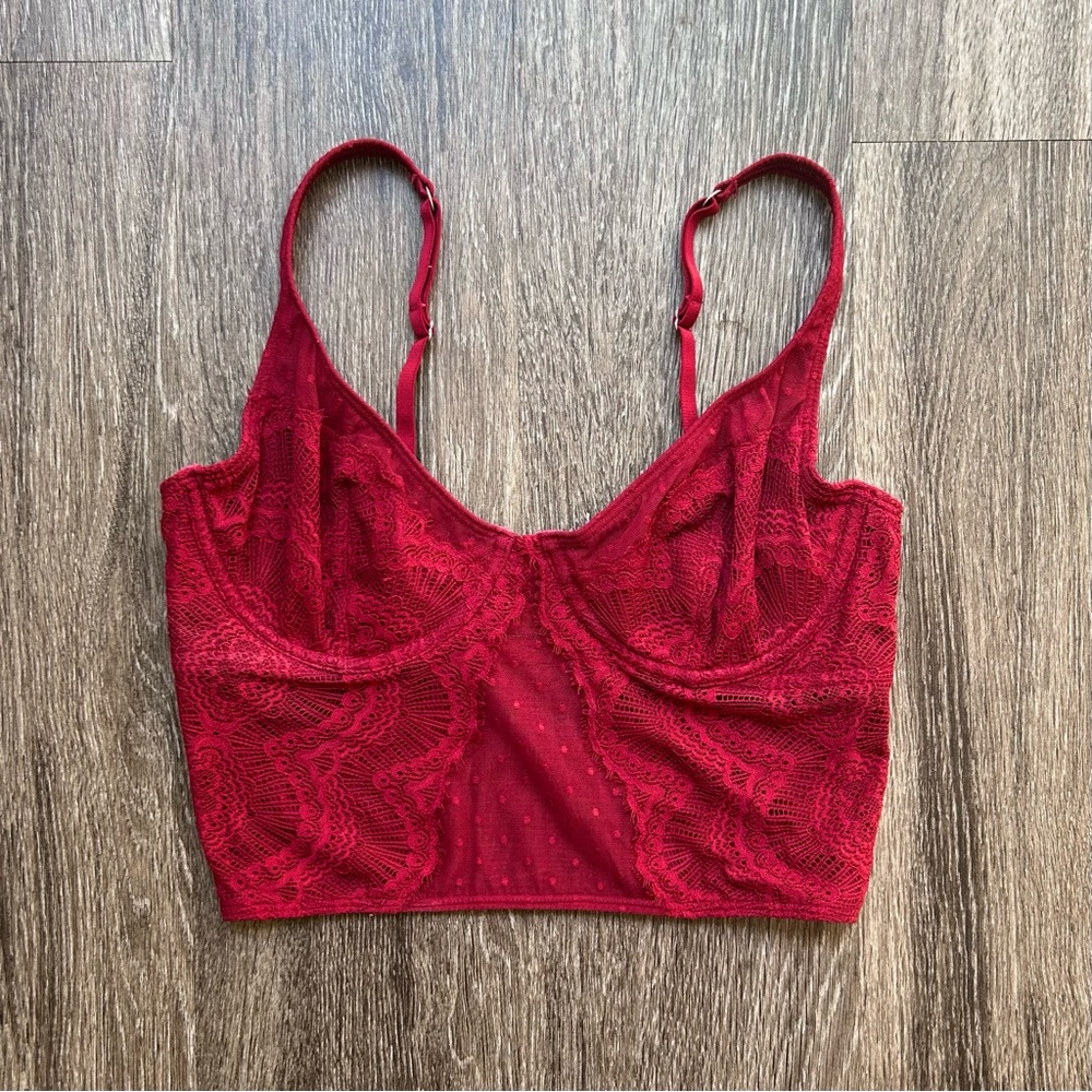 Red Lace Bralette Tank Top